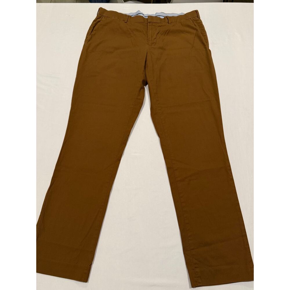 Murano Alex Slim Fit Flat Front Washed Stretch Chino Pants Brown 36x34